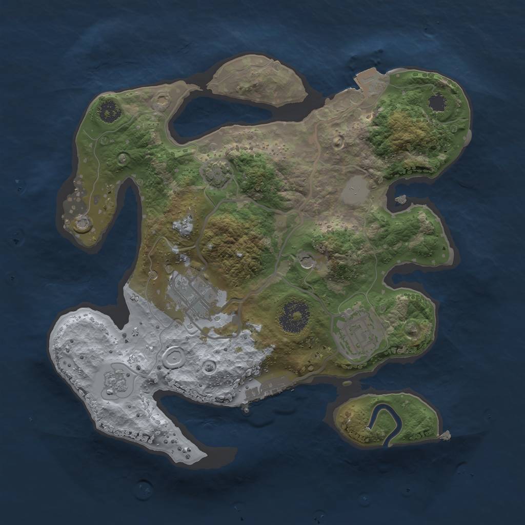Rust Map: Procedural Map, Size: 2500, Seed: 390204648, 9 Monuments