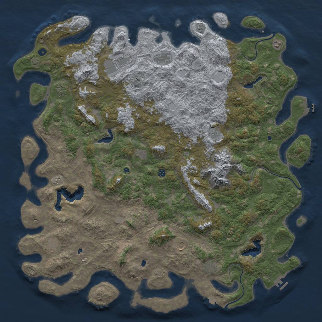 Rust Map: Procedural Map, Size: 6000, Seed: 381634201, 17 Monuments