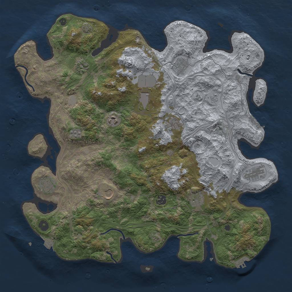 Rust Map: Procedural Map, Size: 4250, Seed: 1726784130, 19 Monuments