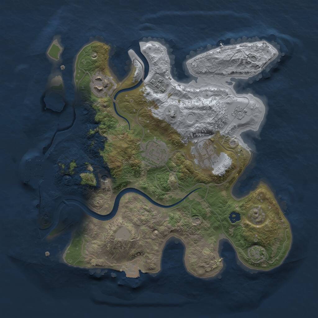 Rust Map: Procedural Map, Size: 2750, Seed: 1388206547, 9 Monuments