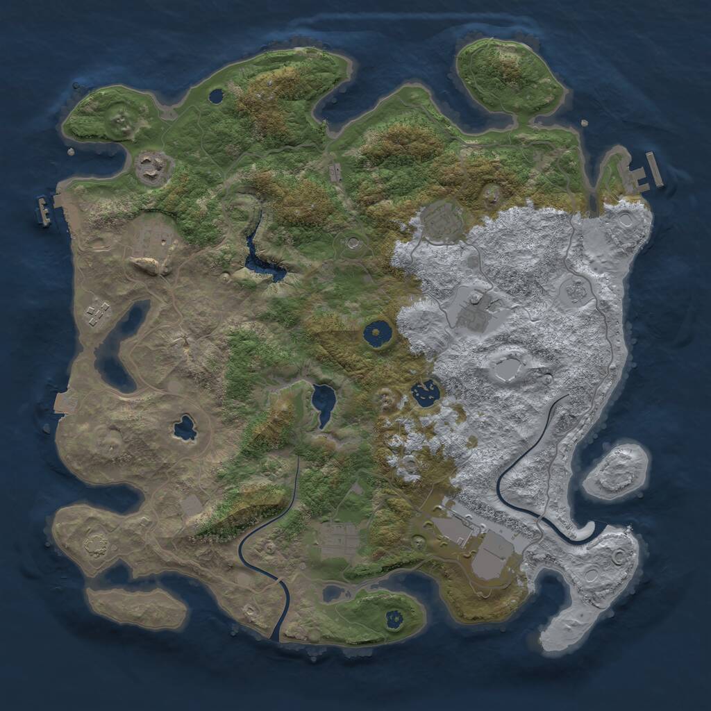 Rust Map: Procedural Map, Size: 4000, Seed: 234451244, 14 Monuments