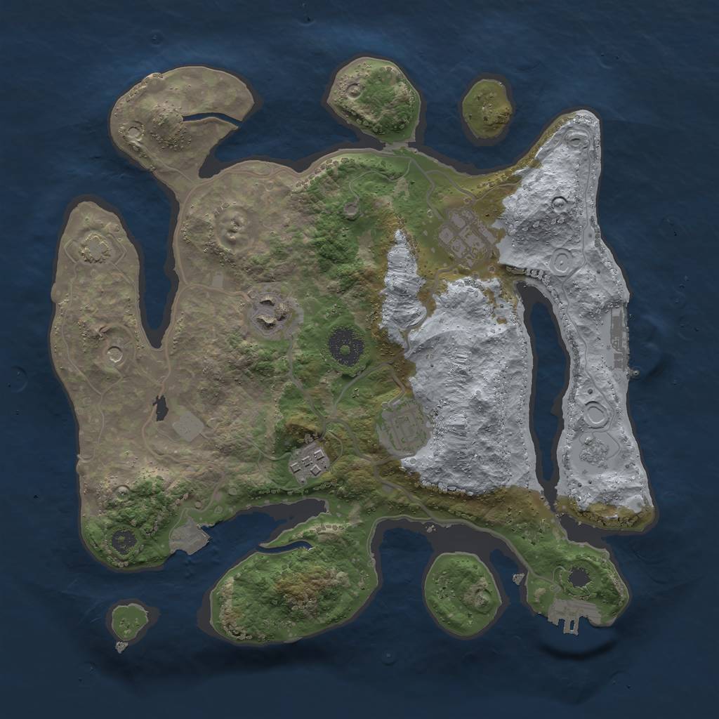 Rust Map: Procedural Map, Size: 3000, Seed: 4444444, 12 Monuments