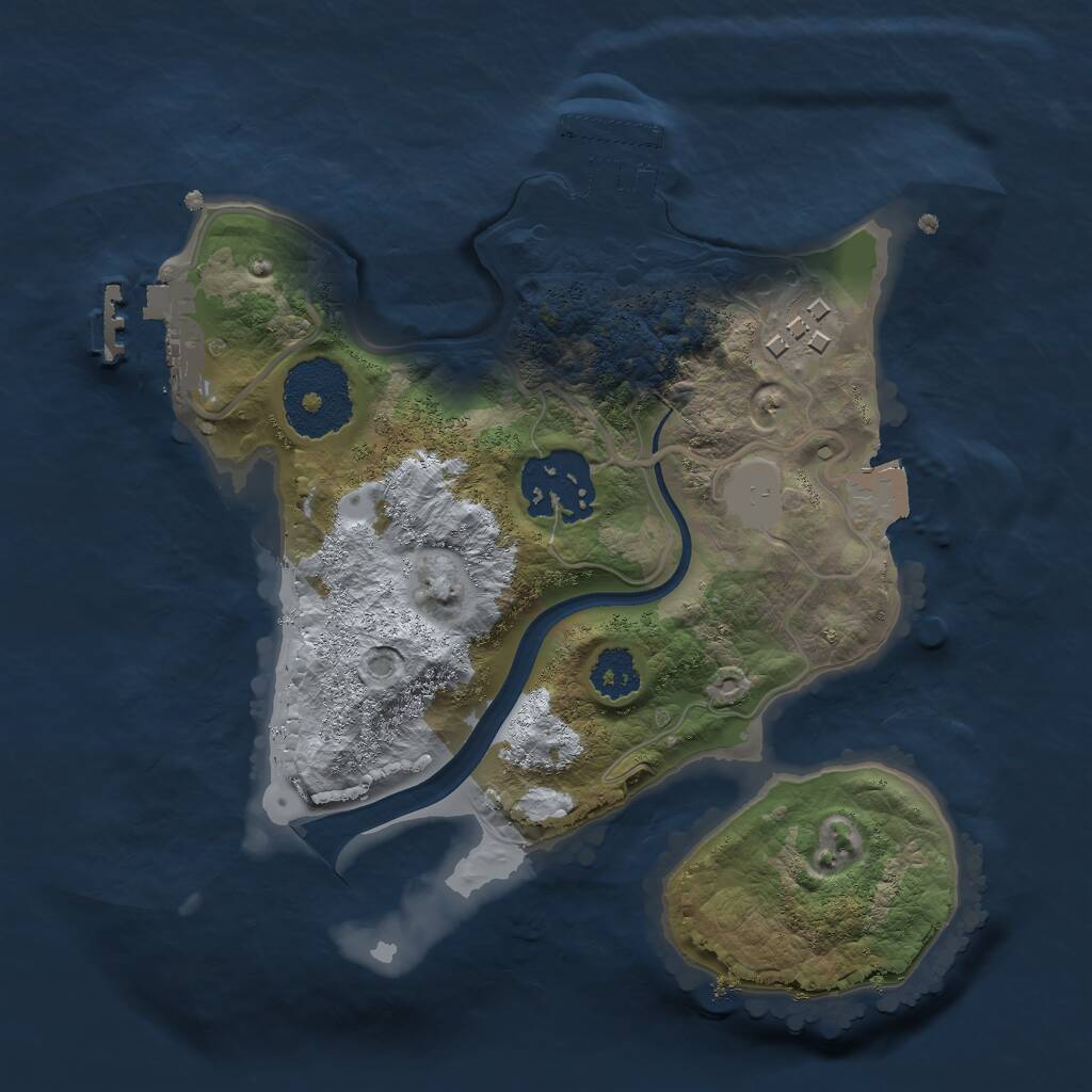 Rust Map: Procedural Map, Size: 2200, Seed: 7425960, 5 Monuments