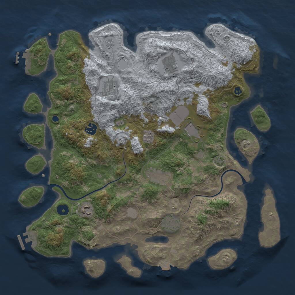 Rust Map: Procedural Map, Size: 3850, Seed: 44901526, 13 Monuments