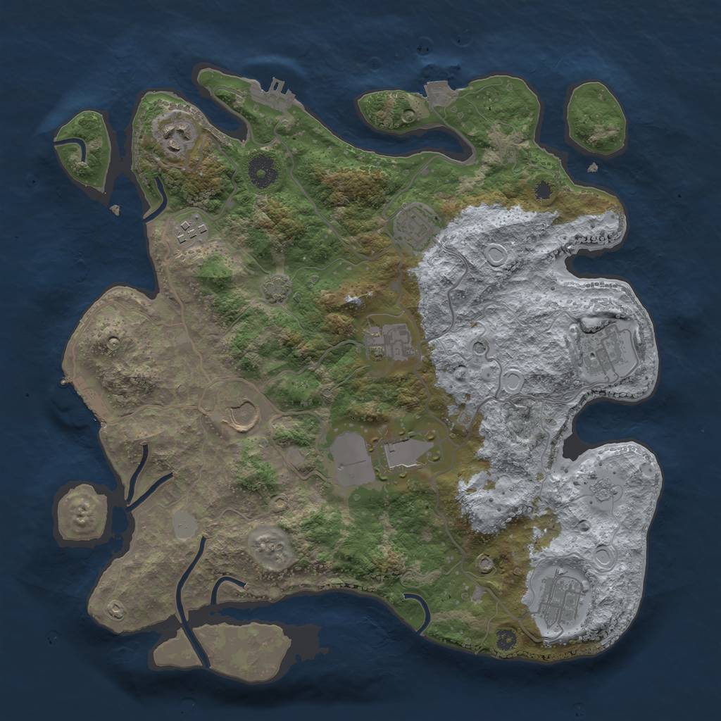 Rust Map: Procedural Map, Size: 3500, Seed: 2096096976, 16 Monuments