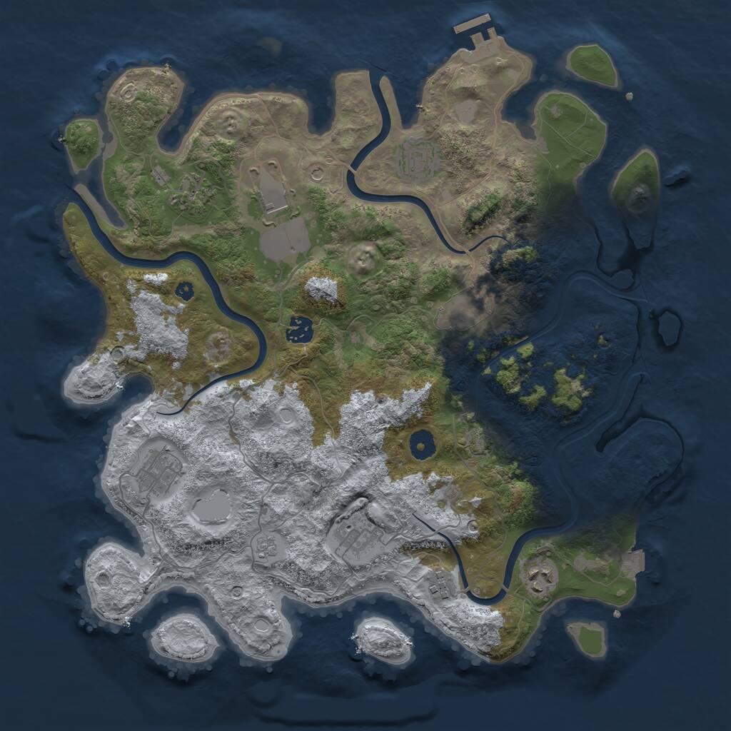 Rust Map: Procedural Map, Size: 3900, Seed: 8113166, 14 Monuments
