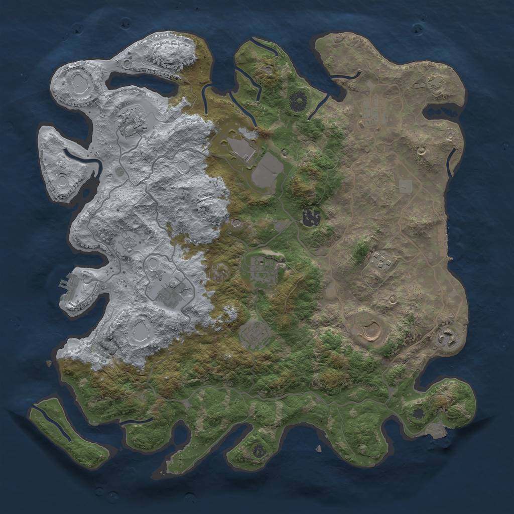 Rust Map: Procedural Map, Size: 4000, Seed: 122105001, 18 Monuments