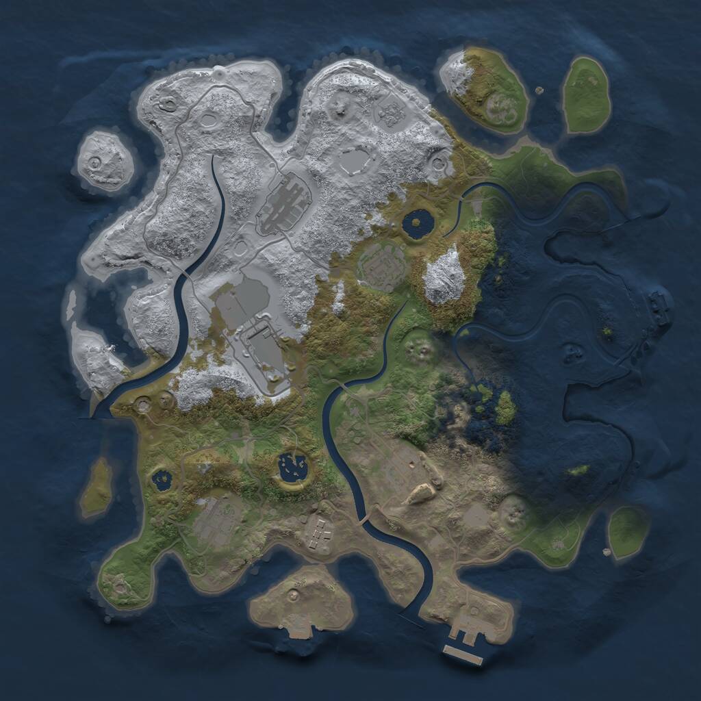 Rust Map: Procedural Map, Size: 3500, Seed: 1574664625, 13 Monuments