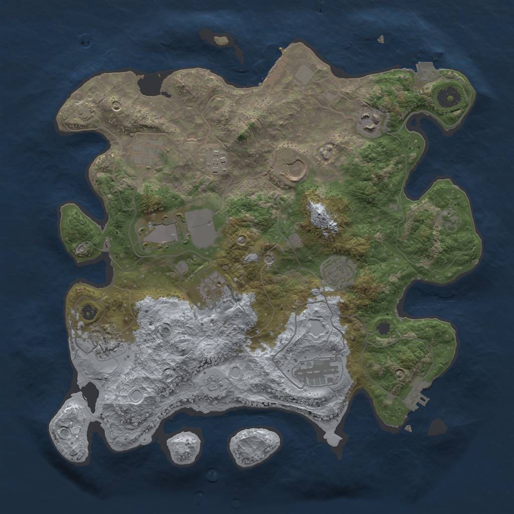 Rust Map: Procedural Map, Size: 3500, Seed: 644198462, 17 Monuments