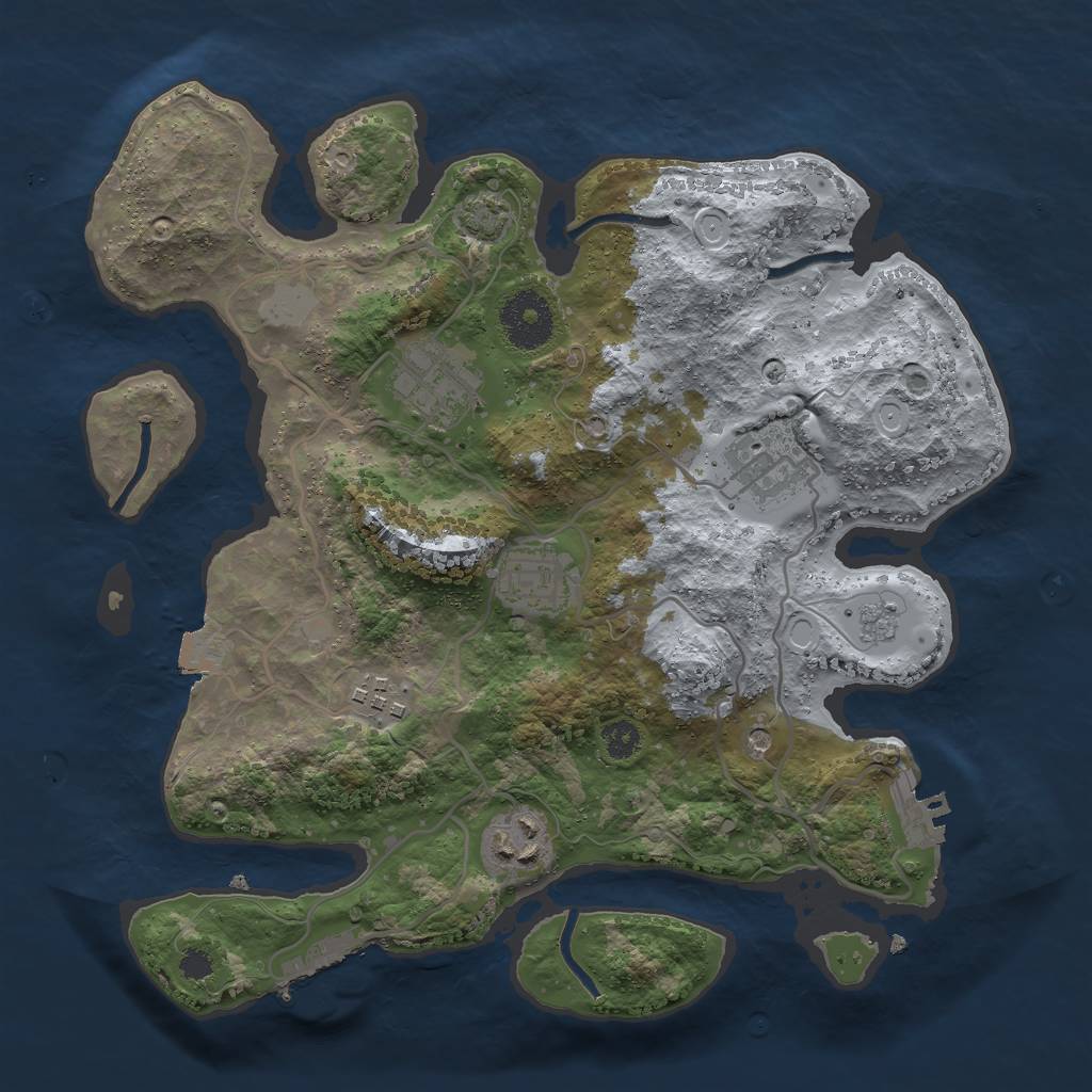Rust Map: Procedural Map, Size: 3000, Seed: 3287501, 13 Monuments