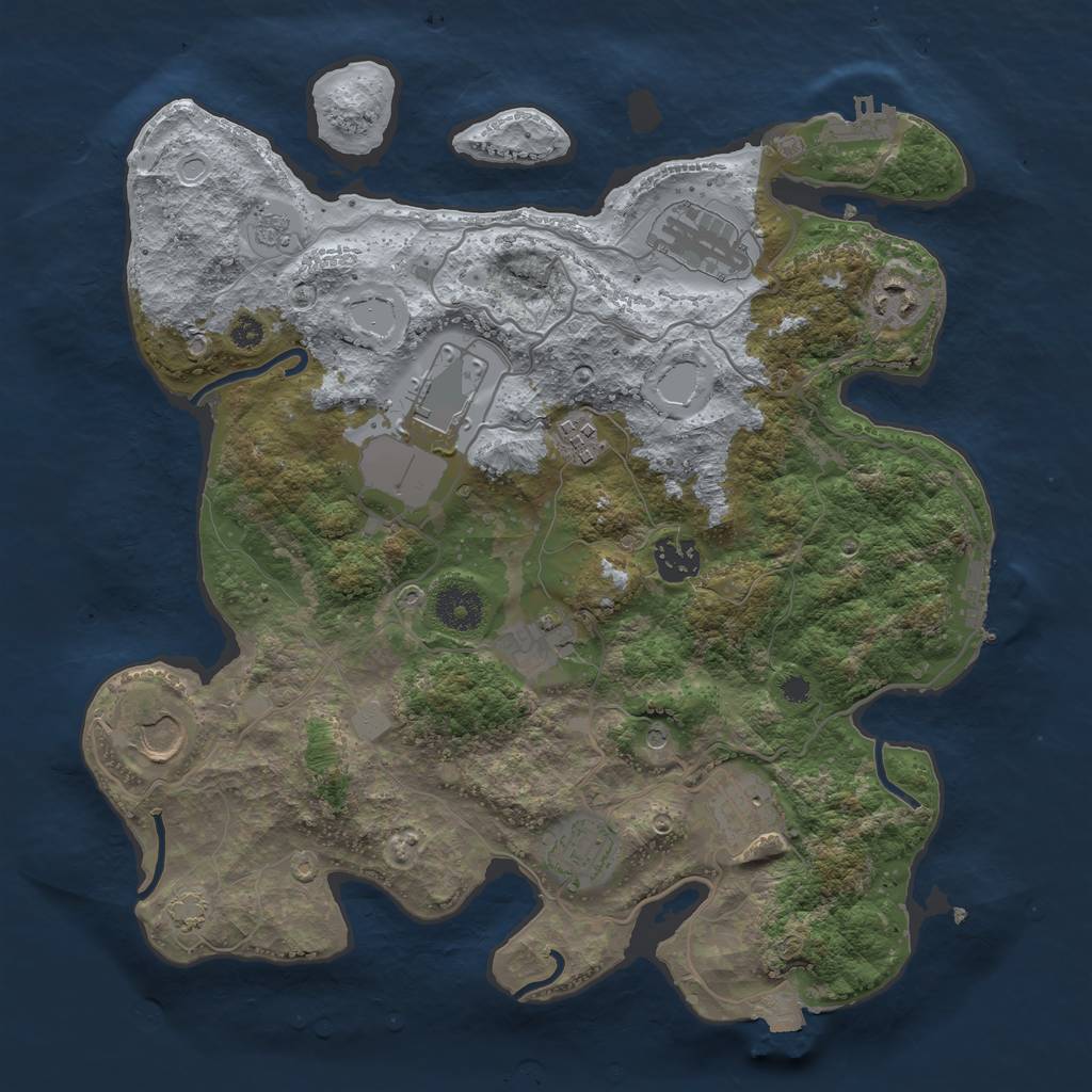 Rust Map: Procedural Map, Size: 3500, Seed: 1196595854, 17 Monuments