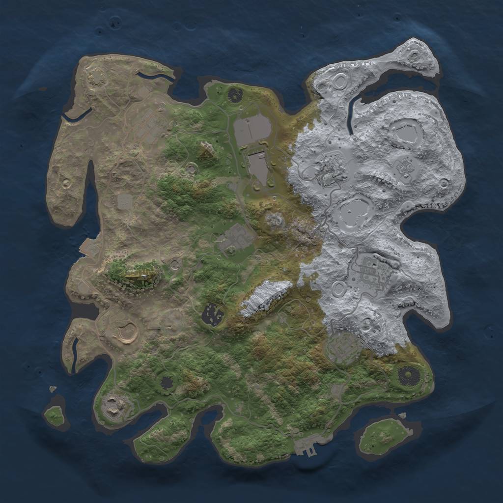 Rust Map: Procedural Map, Size: 3500, Seed: 23458, 16 Monuments