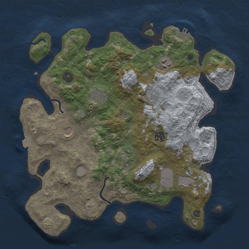 Rust Map: Procedural Map, Size: 3500, Seed: 376407075, 15 Monuments