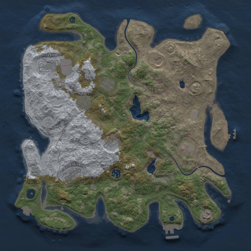 Rust Map: Procedural Map, Size: 4000, Seed: 1443843538, 16 Monuments