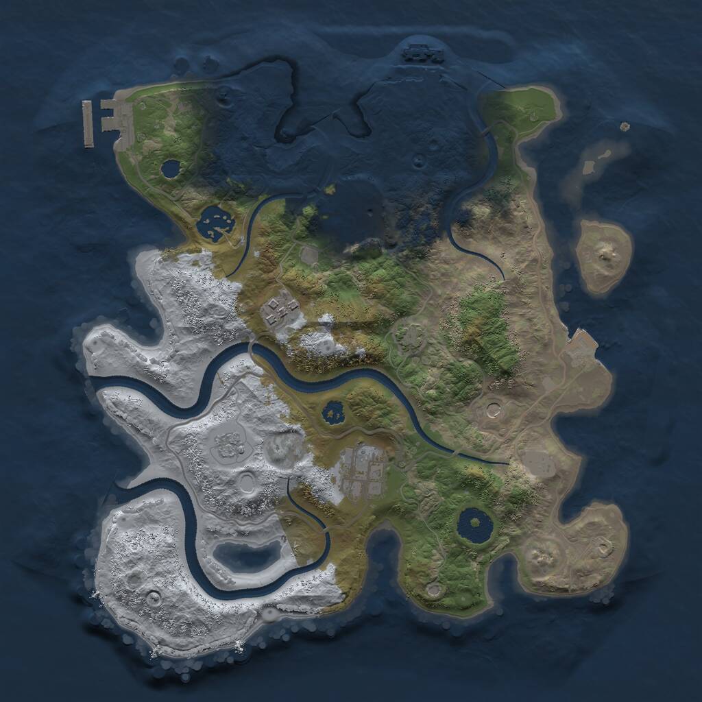Rust Map: Procedural Map, Size: 3000, Seed: 1434688421, 10 Monuments
