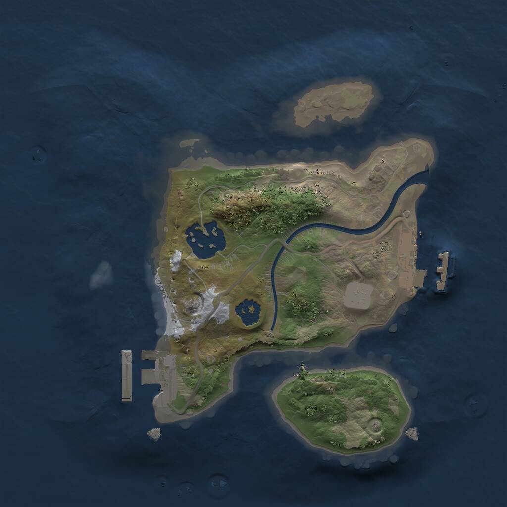 Rust Map: Procedural Map, Size: 2000, Seed: 72686, 4 Monuments