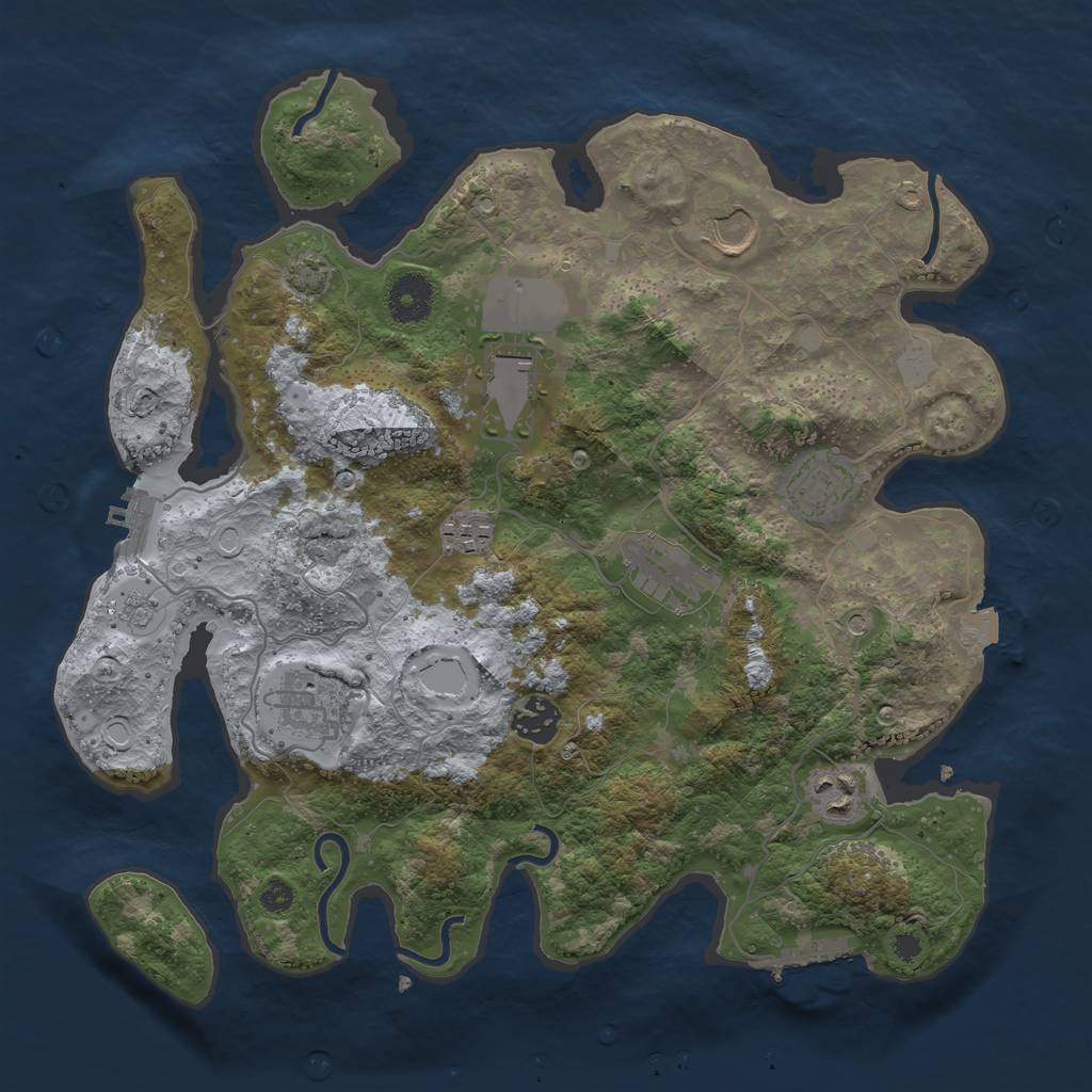 Rust Map: Procedural Map, Size: 3500, Seed: 1339676590, 16 Monuments