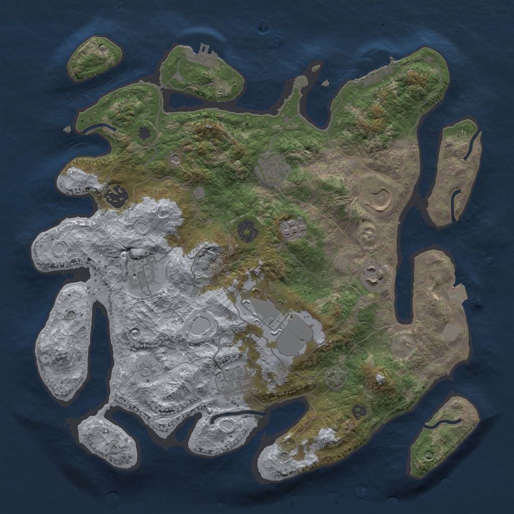 Rust Map: Procedural Map, Size: 3500, Seed: 903231245, 16 Monuments