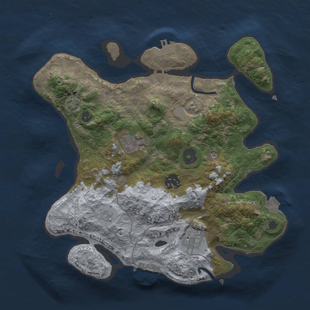 Rust Map: Procedural Map, Size: 3000, Seed: 399, 11 Monuments