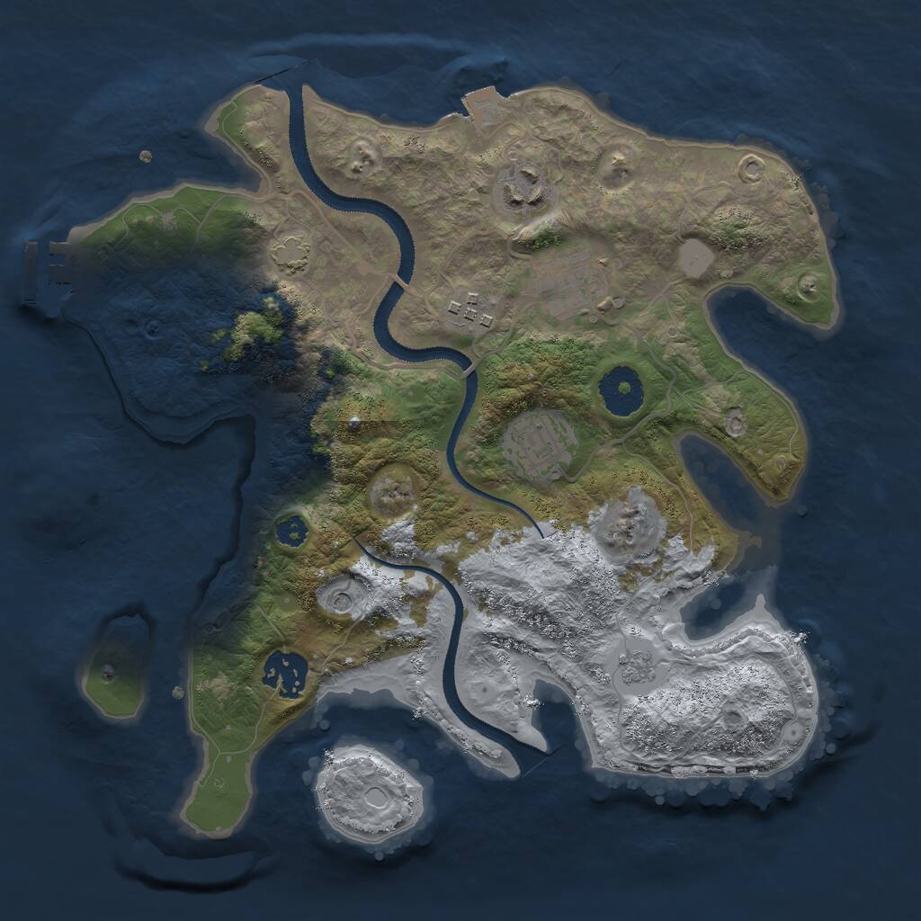 Rust Map: Procedural Map, Size: 3000, Seed: 53641, 10 Monuments