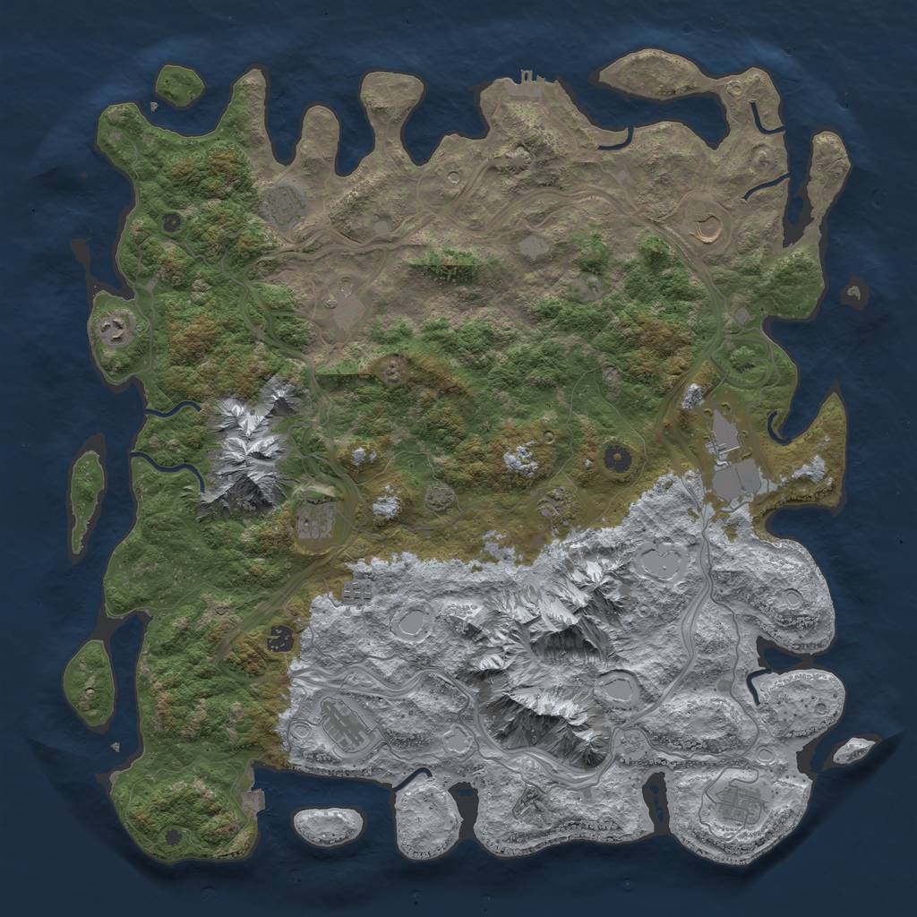 Rust Map: Procedural Map, Size: 5000, Seed: 268420315, 18 Monuments