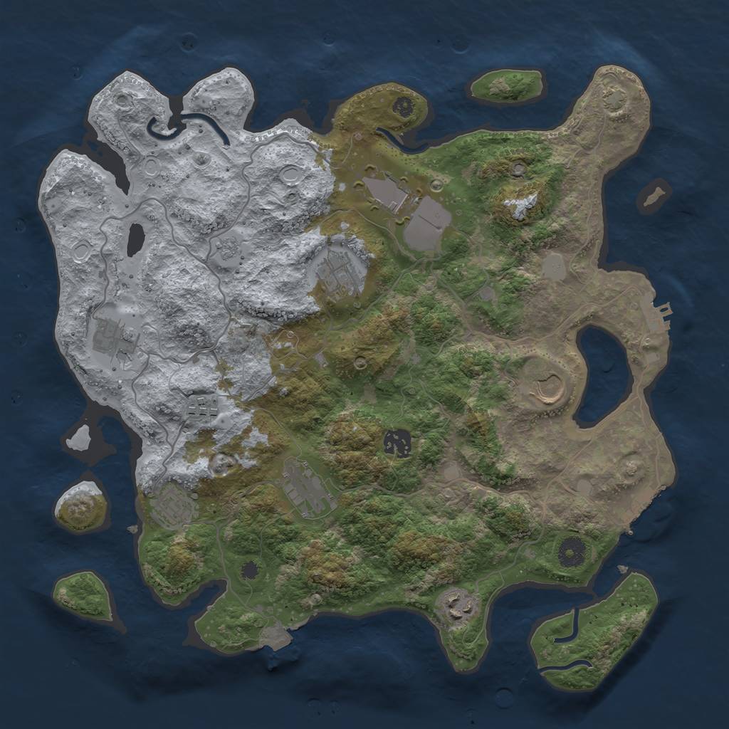 Rust Map: Procedural Map, Size: 3700, Seed: 652050728, 16 Monuments