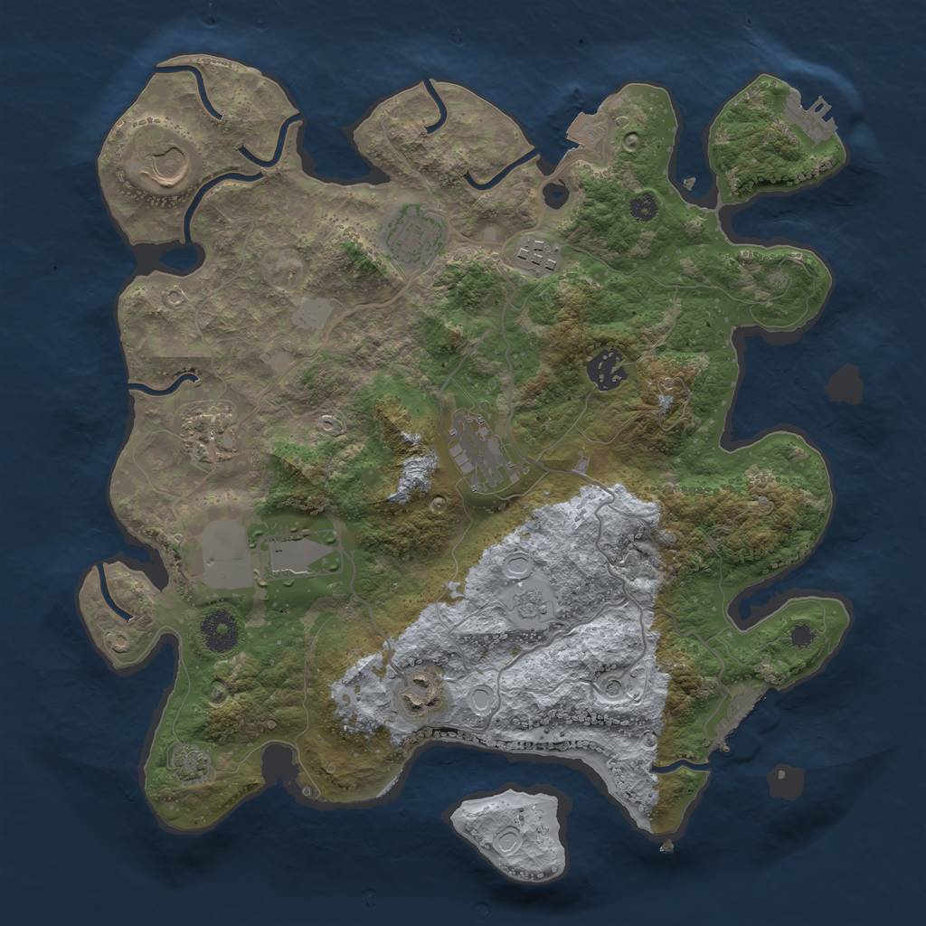 Rust Map: Procedural Map, Size: 3500, Seed: 1039246689, 16 Monuments