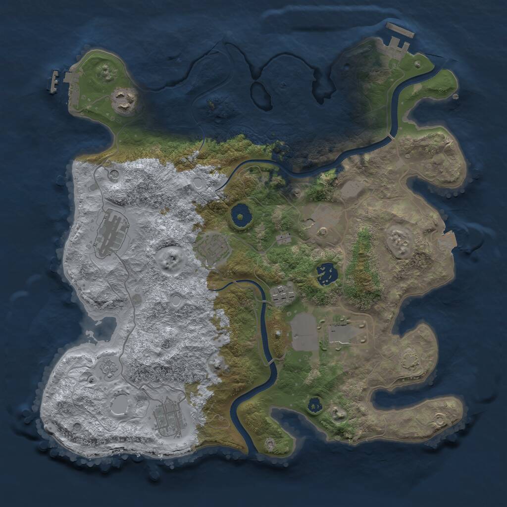 Rust Map: Procedural Map, Size: 3500, Seed: 1122491175, 14 Monuments
