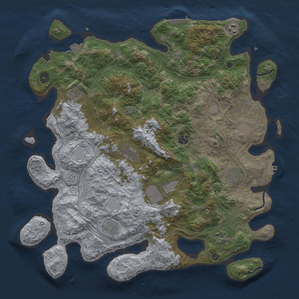 Rust Map: Procedural Map, Size: 4300, Seed: 1065865097, 18 Monuments
