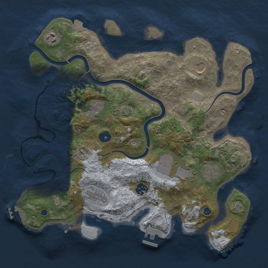 Rust Map: Procedural Map, Size: 3500, Seed: 561015166, 13 Monuments