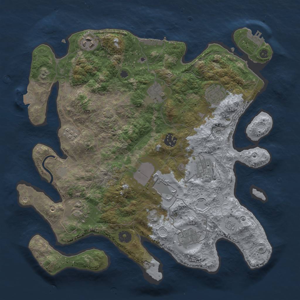 Rust Map: Procedural Map, Size: 3500, Seed: 838691767, 17 Monuments