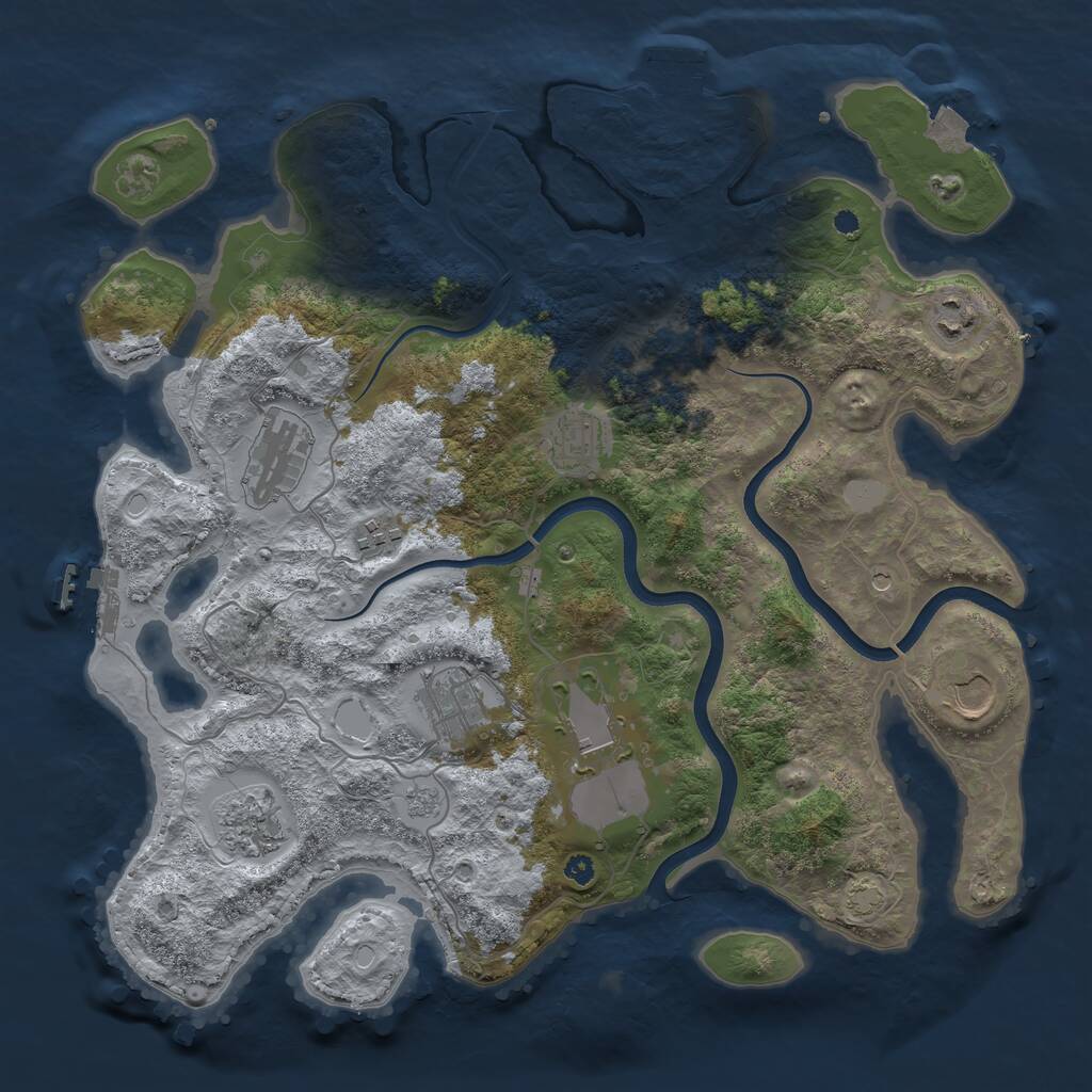 Rust Map: Procedural Map, Size: 3700, Seed: 614976762, 14 Monuments