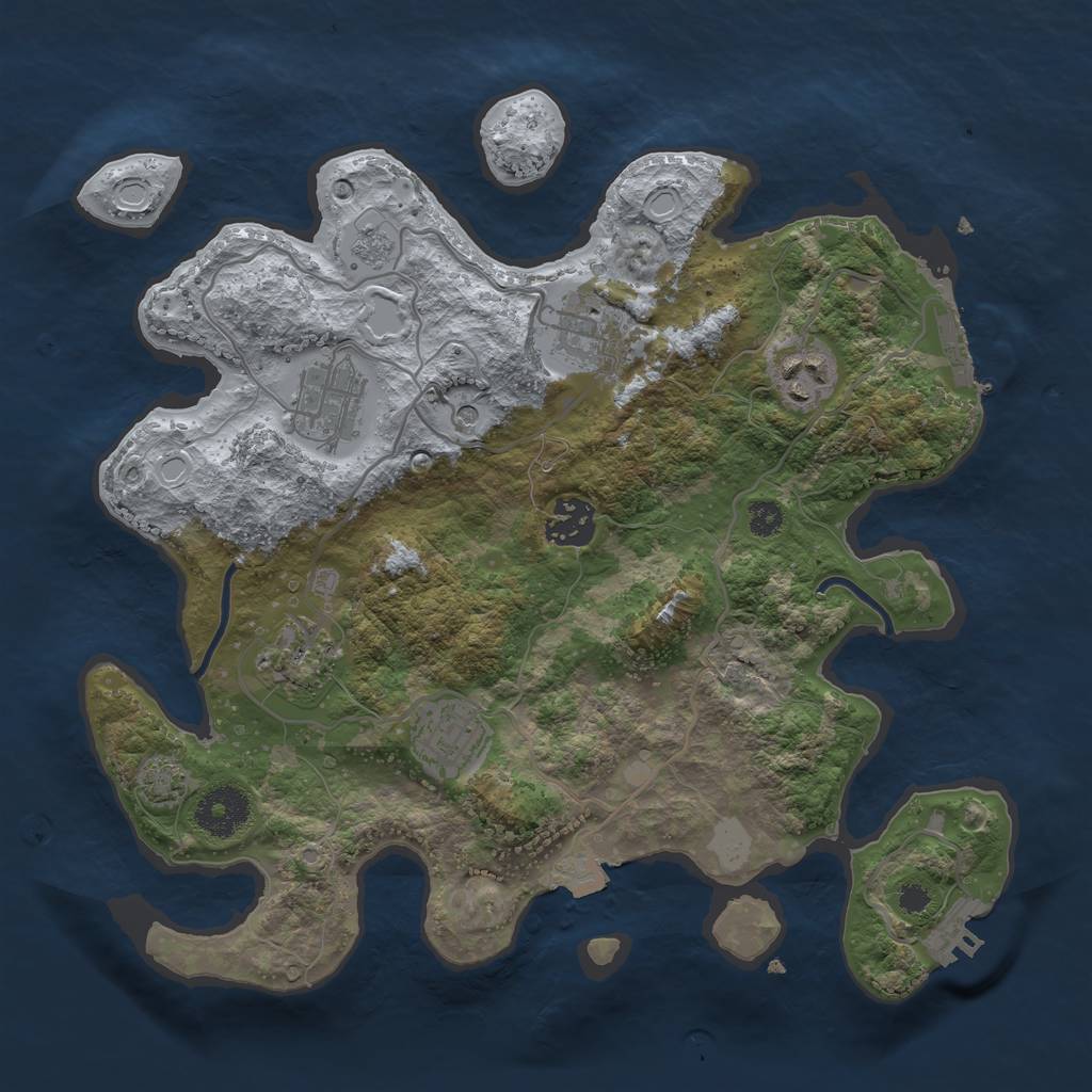 Rust Map: Procedural Map, Size: 3200, Seed: 974045760, 14 Monuments