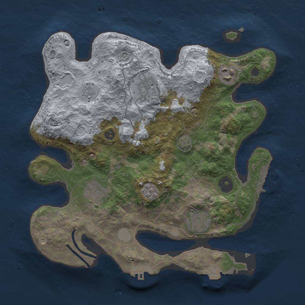Rust Map: Procedural Map, Size: 3000, Seed: 81814, 13 Monuments