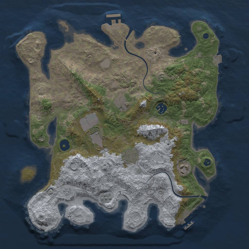 Rust Map: Procedural Map, Size: 3500, Seed: 83515300, 12 Monuments