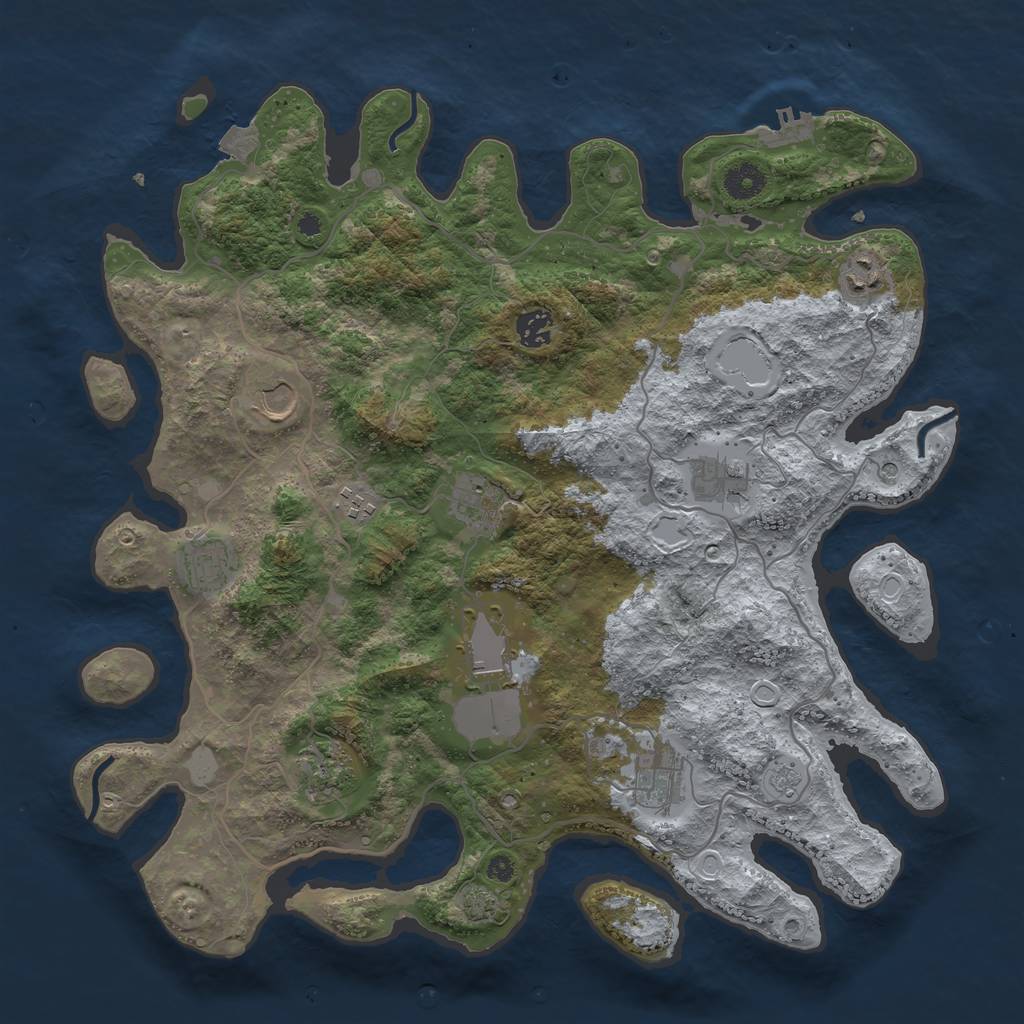 Rust Map: Procedural Map, Size: 4000, Seed: 2086357835, 17 Monuments
