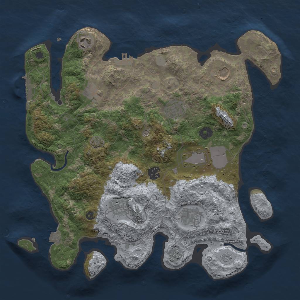 Rust Map: Procedural Map, Size: 3500, Seed: 5509, 17 Monuments