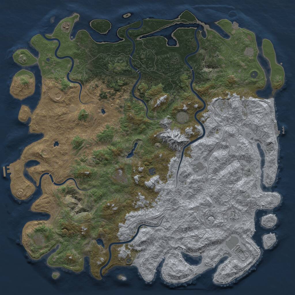 Rust Map: Procedural Map, Size: 6000, Seed: 1010840608, 19 Monuments