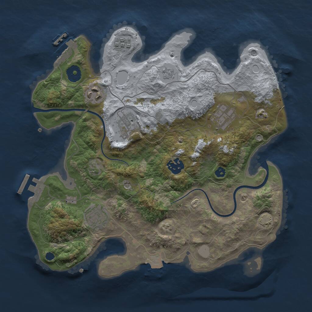 Rust Map: Procedural Map, Size: 3000, Seed: 2021521505, 12 Monuments