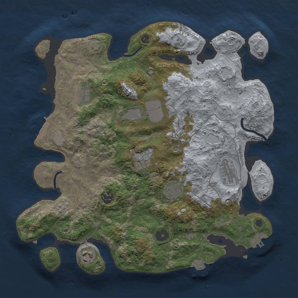 Rust Map: Procedural Map, Size: 3550, Seed: 37133560, 16 Monuments