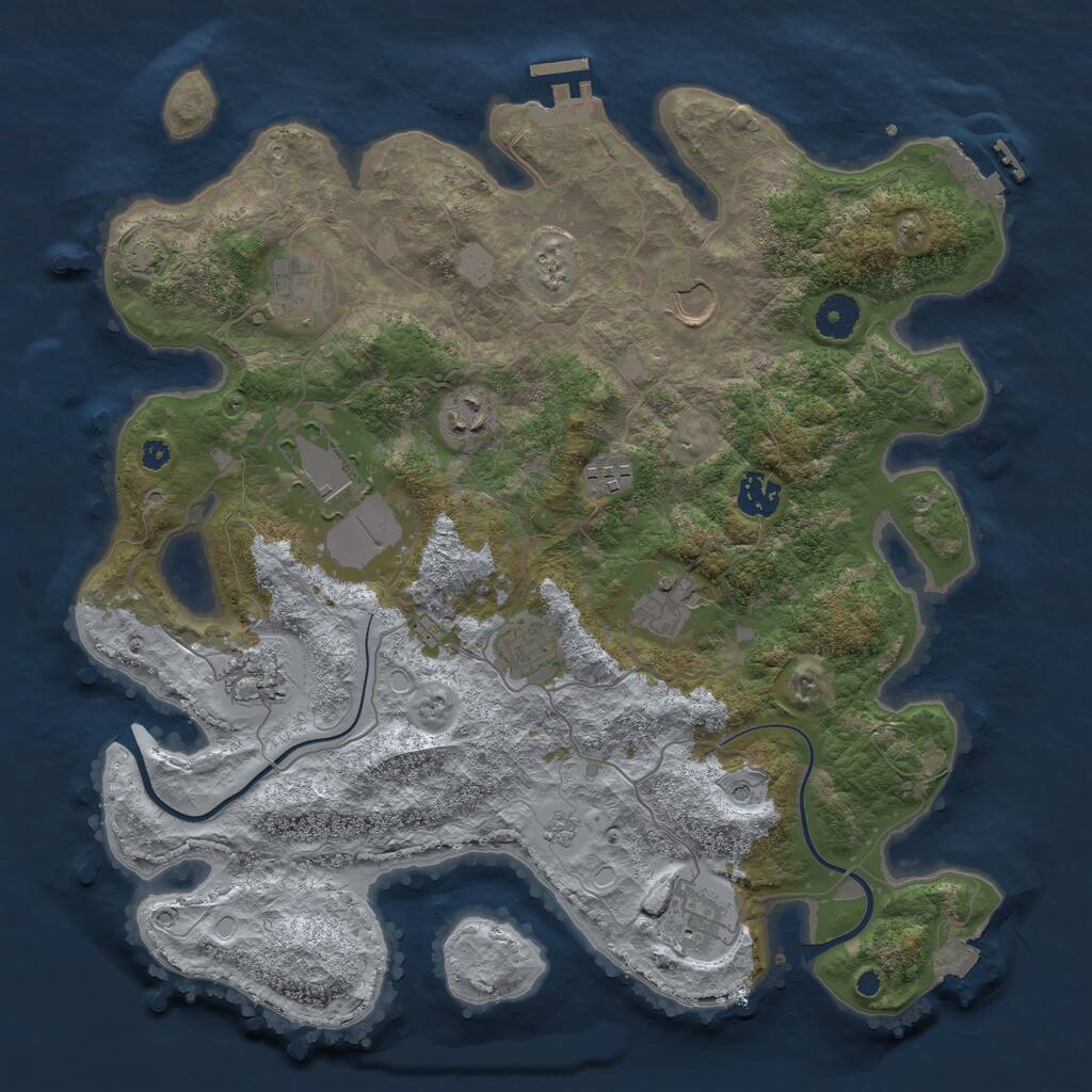 Rust Map: Procedural Map, Size: 3750, Seed: 1704689068, 16 Monuments