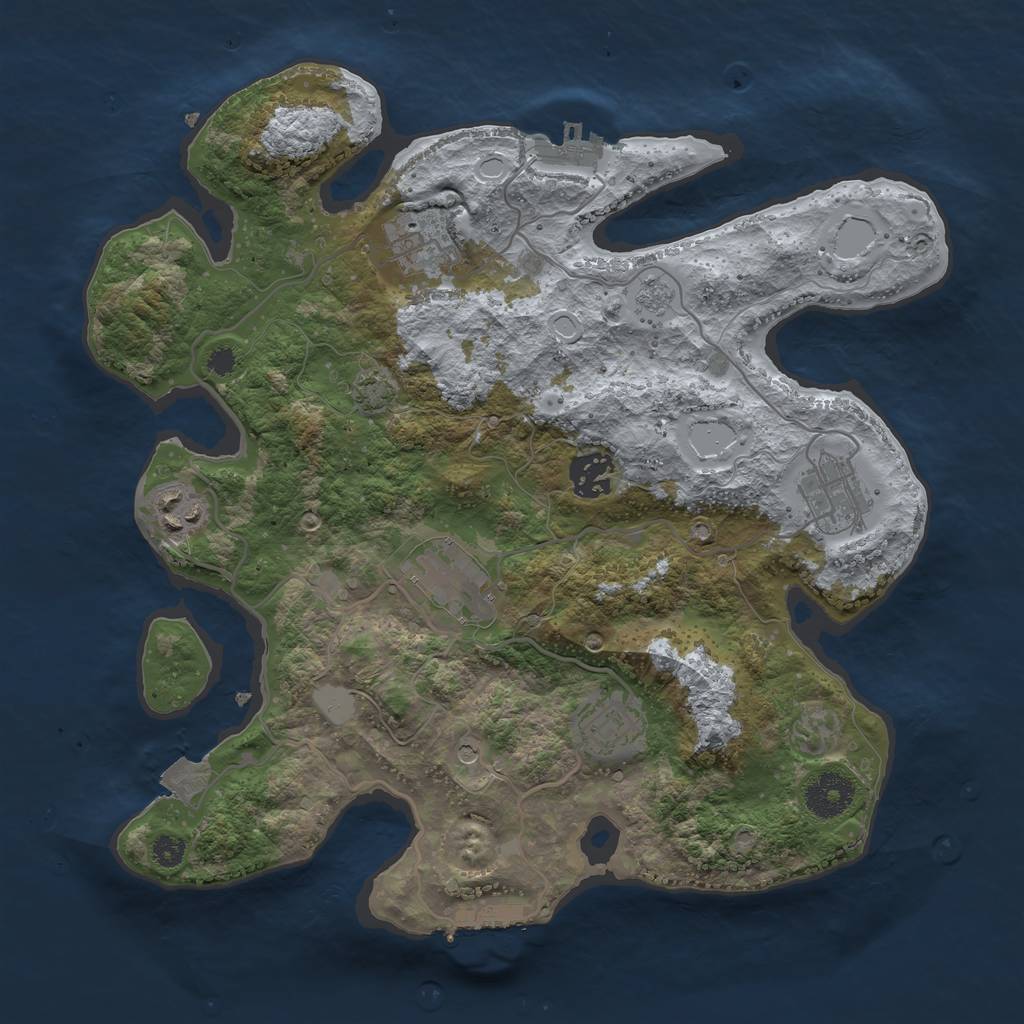 Rust Map: Procedural Map, Size: 3300, Seed: 939862652, 14 Monuments