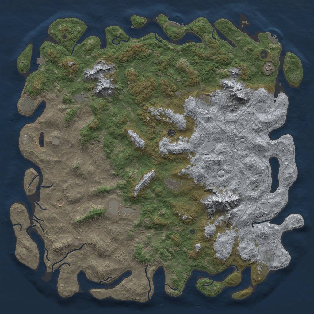 Rust Map: Procedural Map, Size: 6000, Seed: 333300876, 19 Monuments