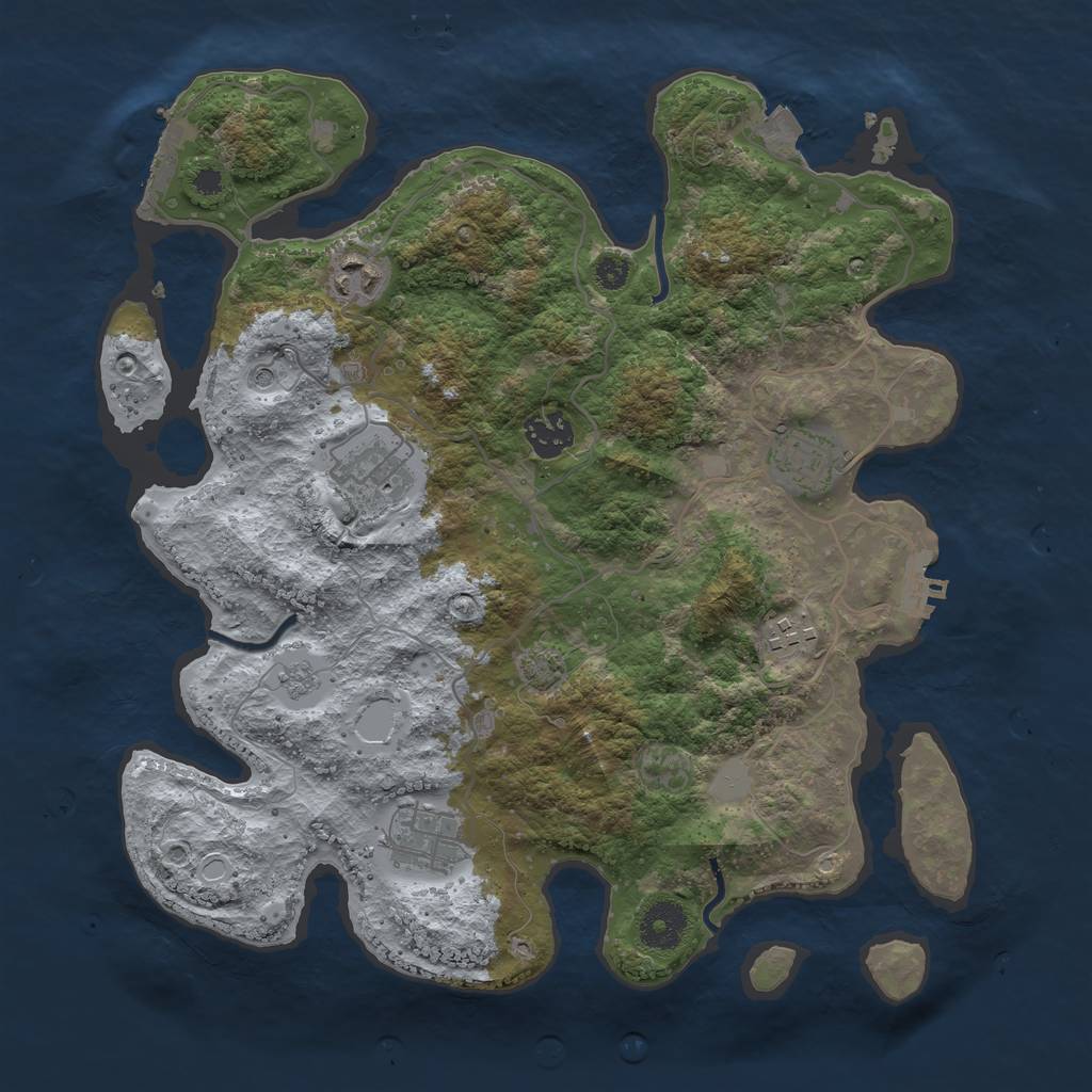 Rust Map: Procedural Map, Size: 3453, Seed: 4343454, 14 Monuments