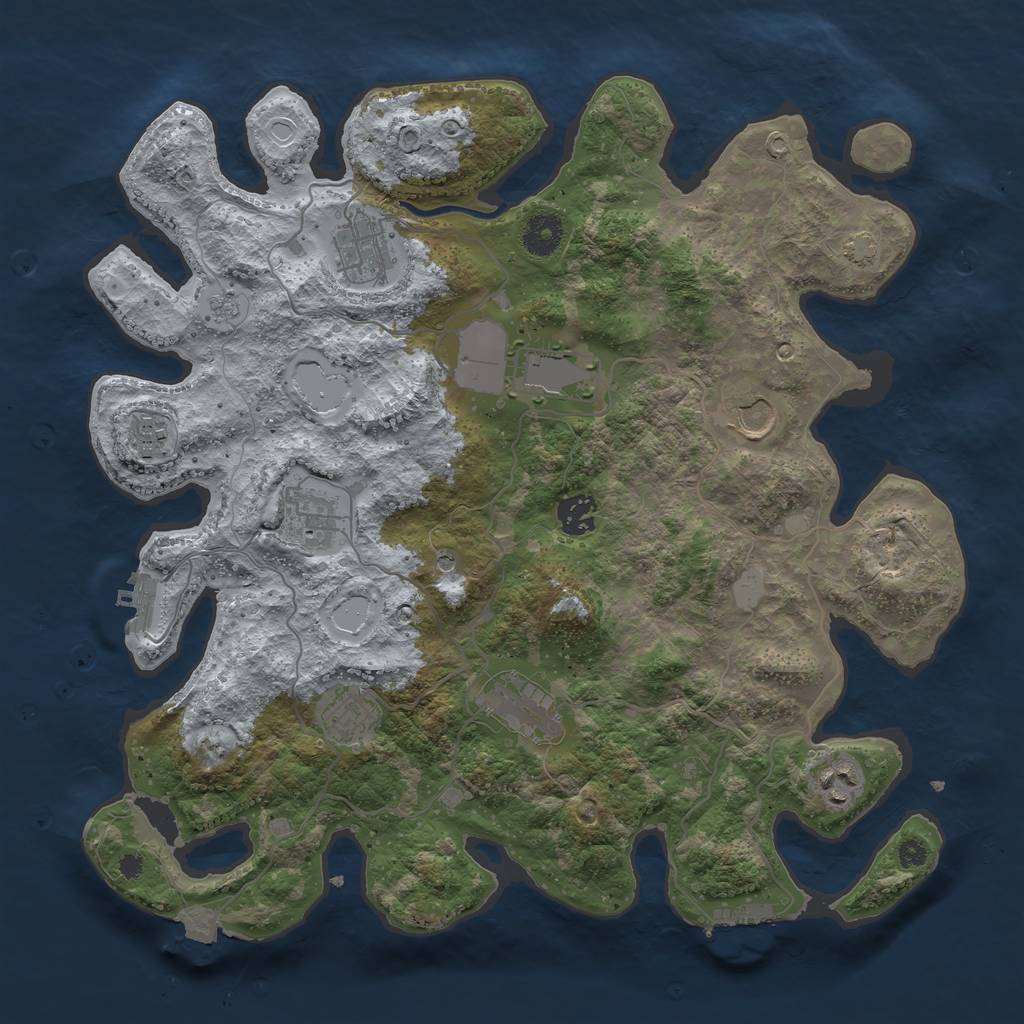 Rust Map: Procedural Map, Size: 3750, Seed: 126629087, 17 Monuments