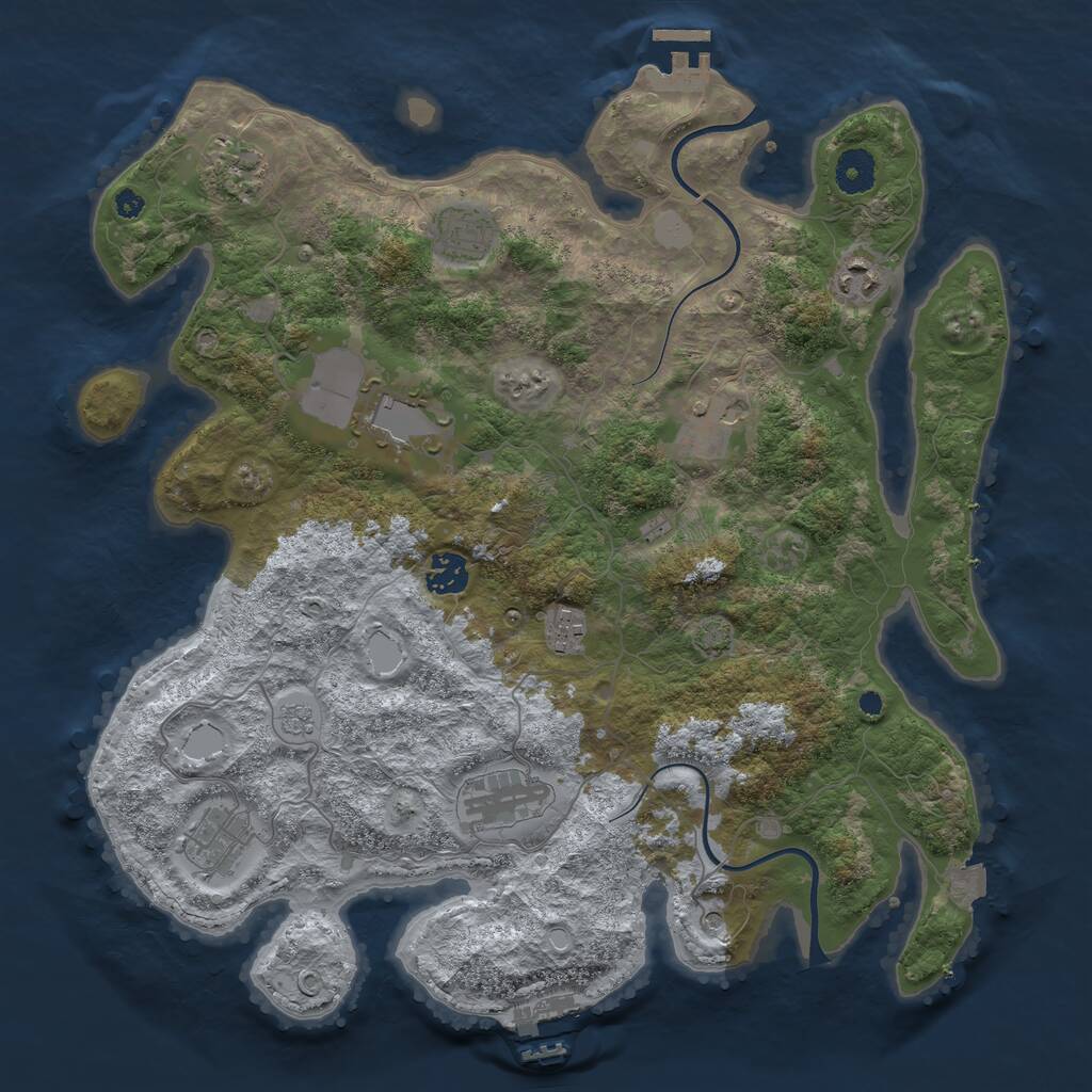 Rust Map: Procedural Map, Size: 3800, Seed: 30668558, 15 Monuments