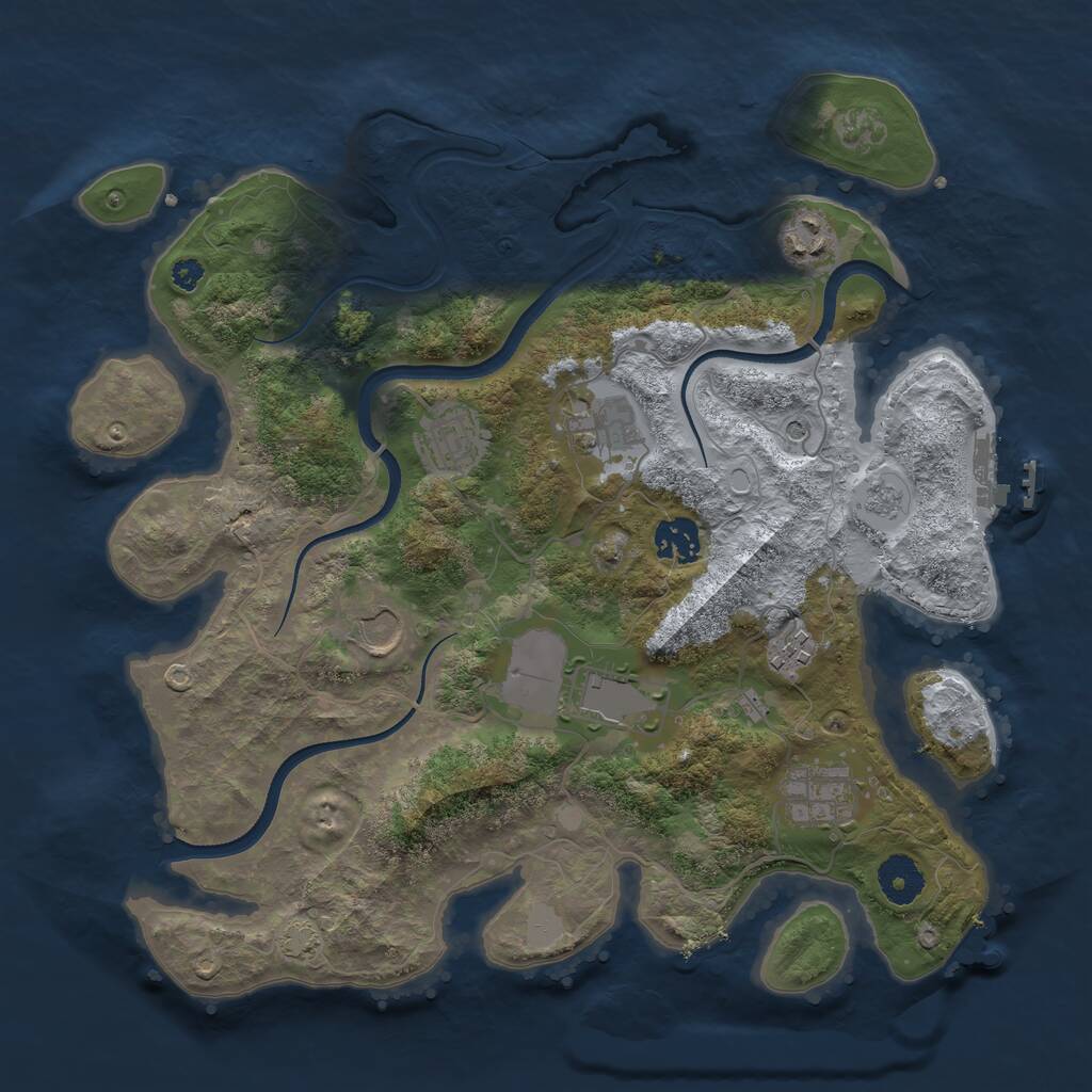 Rust Map: Procedural Map, Size: 3500, Seed: 423524120, 13 Monuments