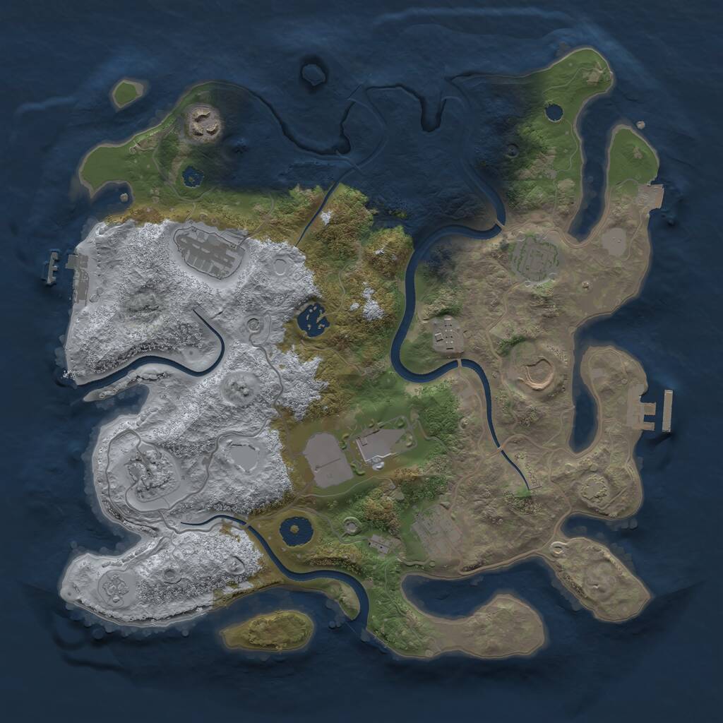 Rust Map: Procedural Map, Size: 3500, Seed: 479897238, 15 Monuments