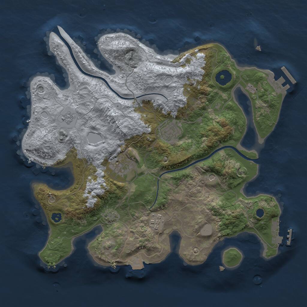 Rust Map: Procedural Map, Size: 3000, Seed: 76758, 9 Monuments
