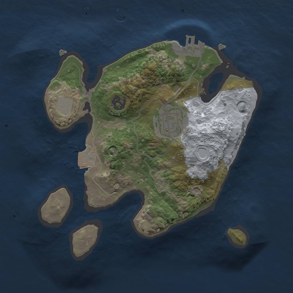 Rust Map: Procedural Map, Size: 2000, Seed: 1888, 5 Monuments